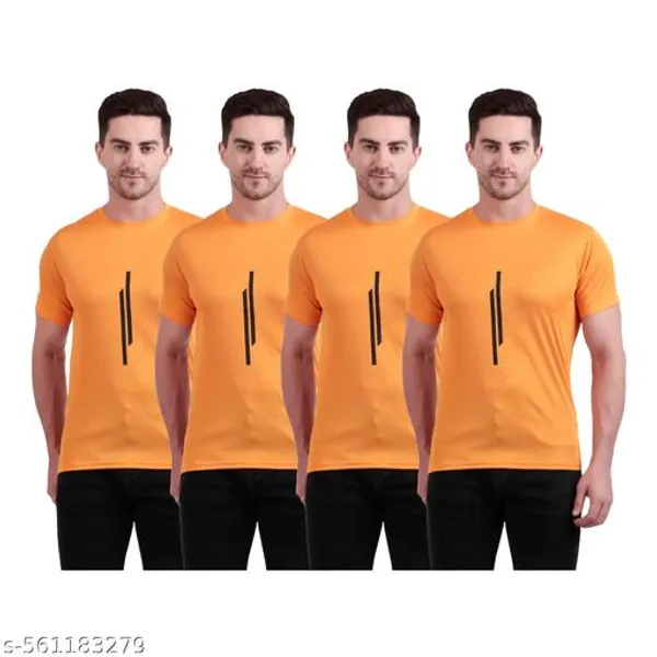 Orange_Polyester_Casual_Wear_T-Shirt_For_Men_Pack_Of_4