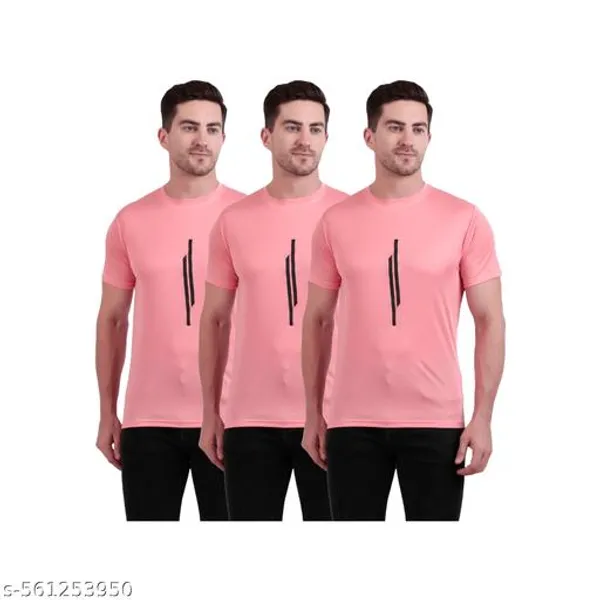 Pink_Polyester_Casual_Wear_T-Shirt_For_Men_Pack_Of_3