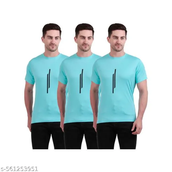 Aqua_Blue_Polyester_Casual_Wear_T-Shirt_For_Men_Pack_Of_3