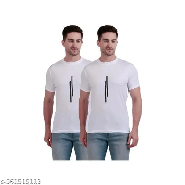 White_Polyester_Casual_Wear_T-Shirt_For_Men_Pack_Of_2