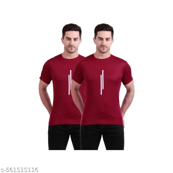 Maroon_Polyester_Casual_Wear_T-Shirt_For_Men_Pack_Of_2