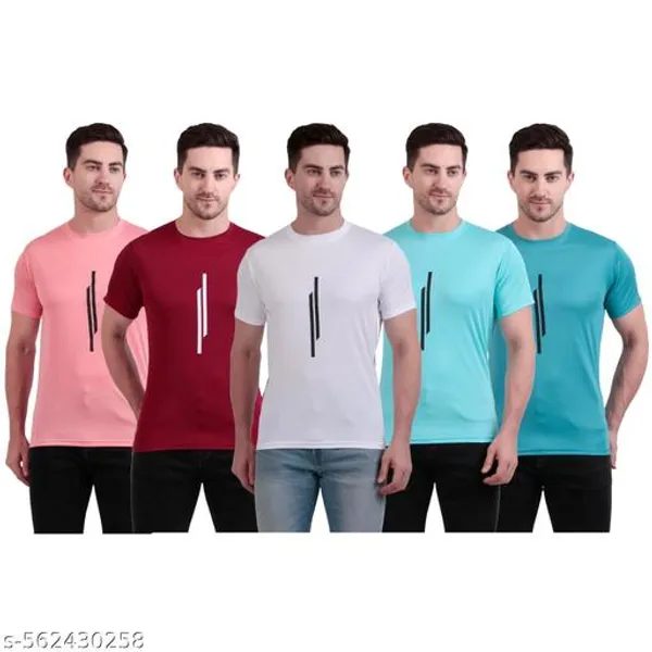 Multicolour_Polyester_Casual_Wear_T-Shirt_For_Men_Pack_Of_5