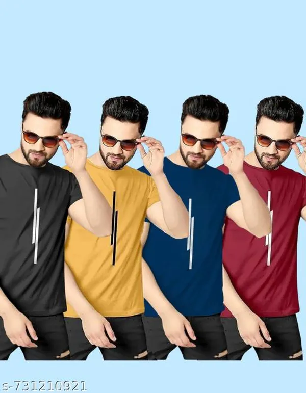 Multicolour_Polyester_Casual_Wear_T-Shirt_For_Men_Pack_Of_4
