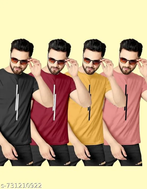 Multicolour_Polyester_Casual_Wear_T-Shirt_For_Men_Pack_Of_4