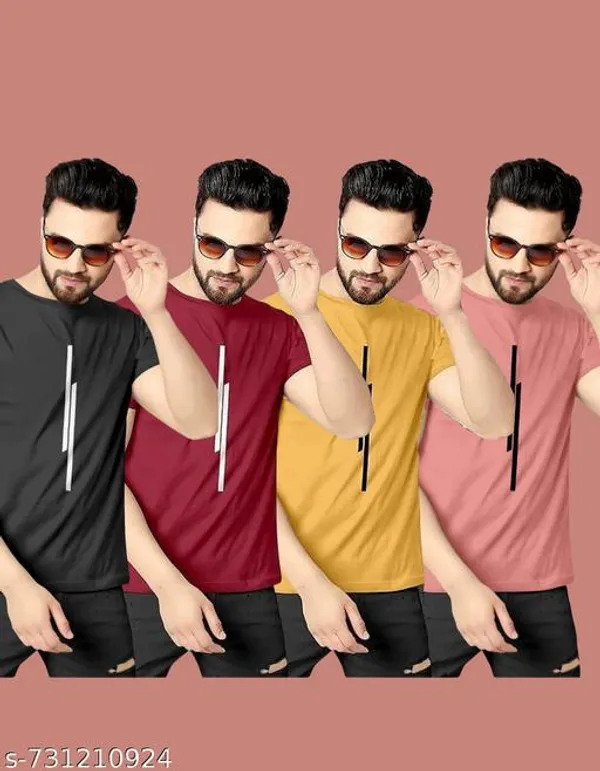 Multicolour_Polyester_Casual_Wear_T-Shirt_For_Men_Pack_Of_4