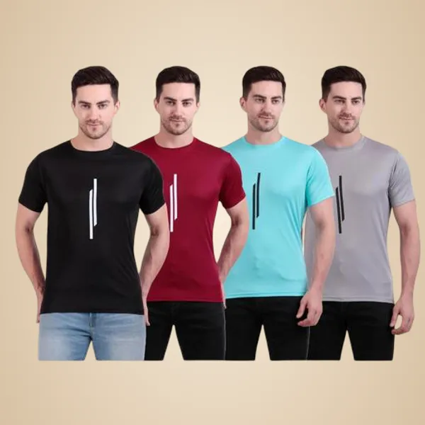 Multicolour_Poly_Cotton_Casual_Wear_T-Shirt_For_Men_Pack_Of_4