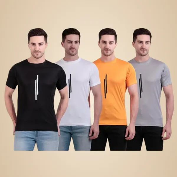 Multicolour_Poly_Cotton_Casual_Wear_T-Shirt_For_Men_Pack_Of_4