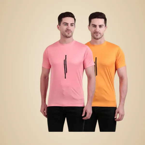 Pink_And_Orange_Polyester_Casual_Wear_T-Shirt_For_Men_Pack_Of_2