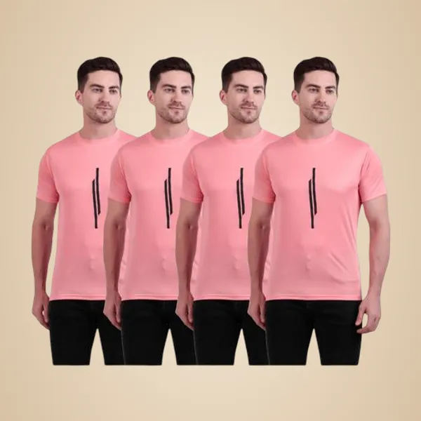 Pink_Polyester_Casual_Wear_T-Shirt_For_Men_Pack_Of_4