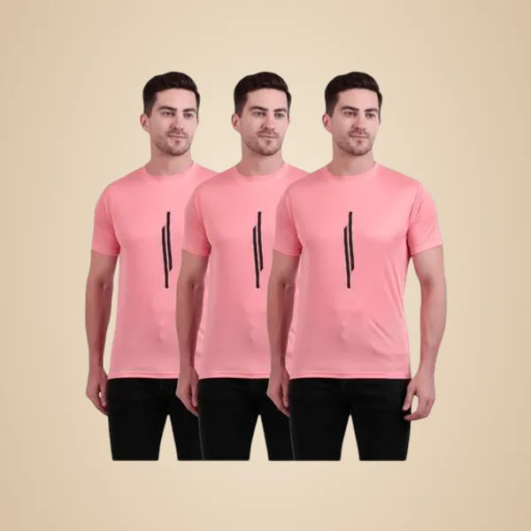 Pink_Polyester_Casual_Wear_T-Shirt_For_Men_Pack_Of_3
