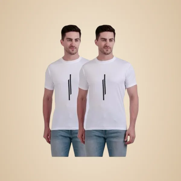White_Polyester_Casual_Wear_T-Shirt_For_Men_Pack_Of_2