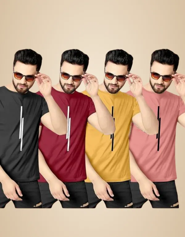 Multicolour_Polyester_Casual_Wear_T-Shirt_For_Men_Pack_Of_4