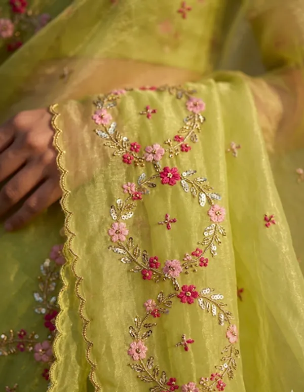 Lime_Green_Organza_The_Lime_Flora_Saree_For_Women