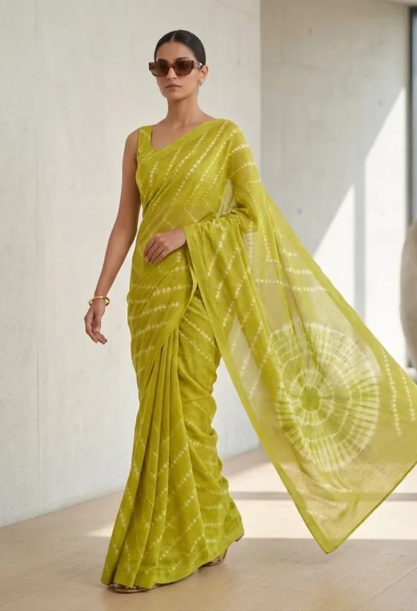Lime_Green_Mul_Cotton_Palm_Grove_Whispers_Saree_For_Women