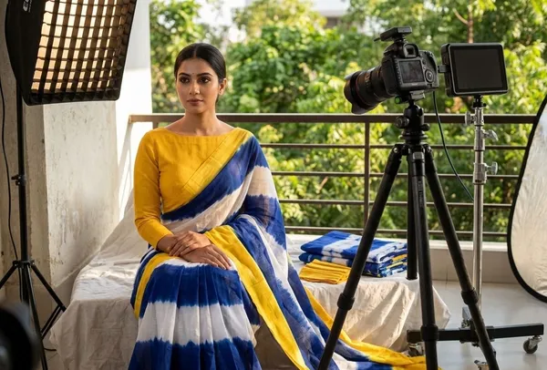 Indigo_Blue_White_And_Sunshine_Yellow_Mul_Cotton_Basanti_Indigo_Saree_For_Women