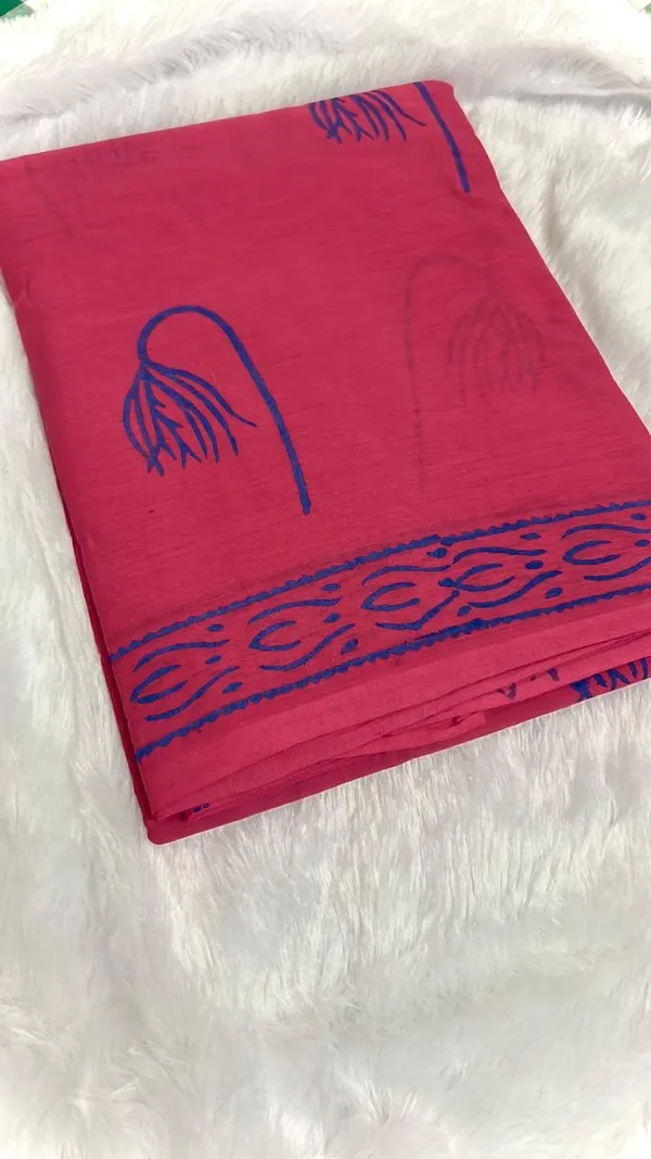 Magenta_Rani_Mul_Cotton_Dropping_Lily_Butas_Saree_For_Women