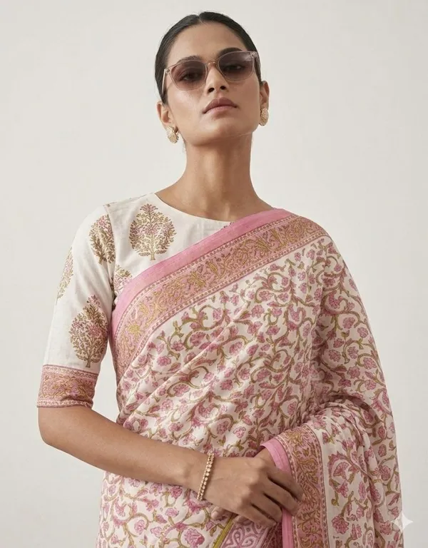 White_And_Rose_Pink_With_Bit_Of_Sage_Green_Georgette_Gul-E-Mulmul_Saree_For_Women