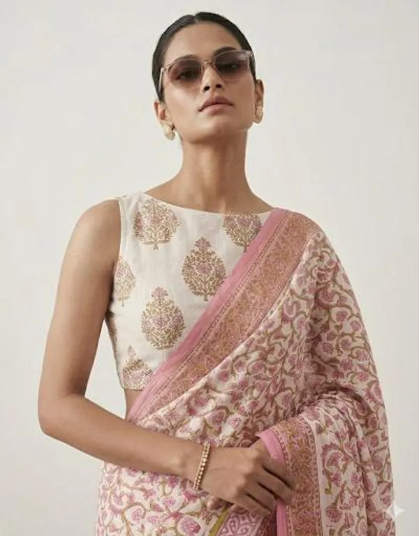 White_And_Rose_Pink_With_Bit_Of_Sage_Green_Georgette_Gul-E-Mulmul_Saree_For_Women