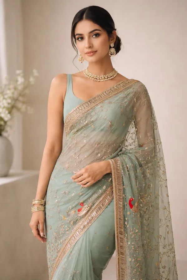 Sea_Green_Soft_Mul_Cotton_Shubhra_Mayuri_Saree_For_Women