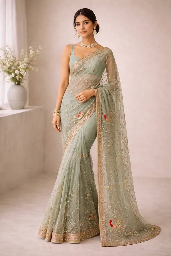 Sea_Green_Soft_Mul_Cotton_Shubhra_Mayuri_Saree_For_Women