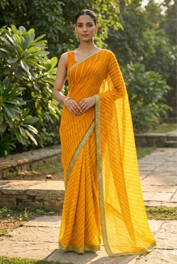 Mustard_Chiffon_Sunrise_Lehariya_Saree_For_Women