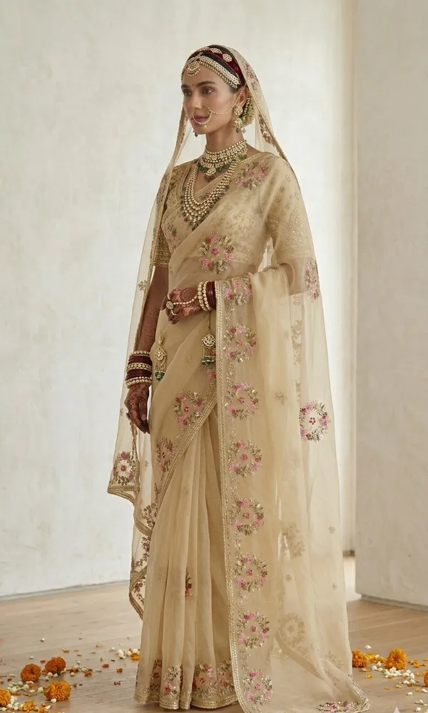 Light_Yellow_Organza_The_Zariya_Bloom_Saree_For_Women