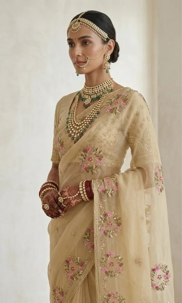 Light_Yellow_Organza_The_Zariya_Bloom_Saree_For_Women
