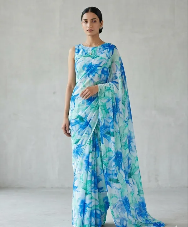 Blue_Lagoon_Georgette_Frosty_Flora_Georgette_Saree_For_Women