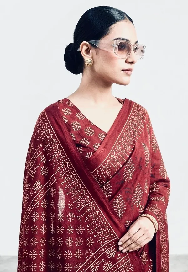 Oxblood_Mul_Cotton_Jaipur_Vignette_Saree_For_Women