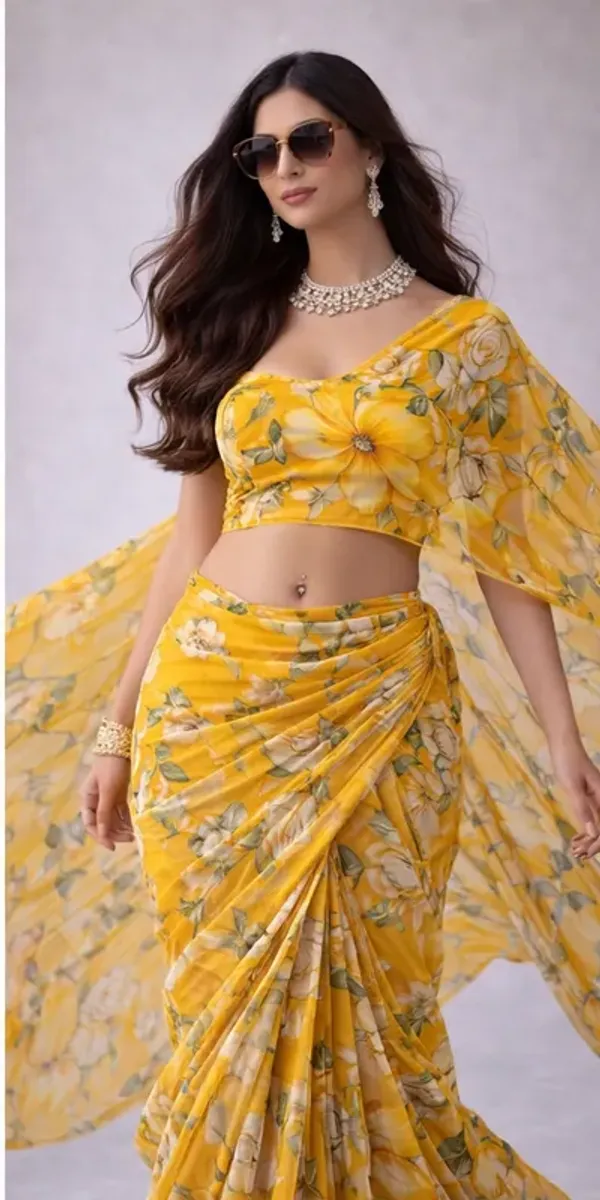 Sunflower_Yellow_Georgette_Marigold_Muse__Saree_For_Women