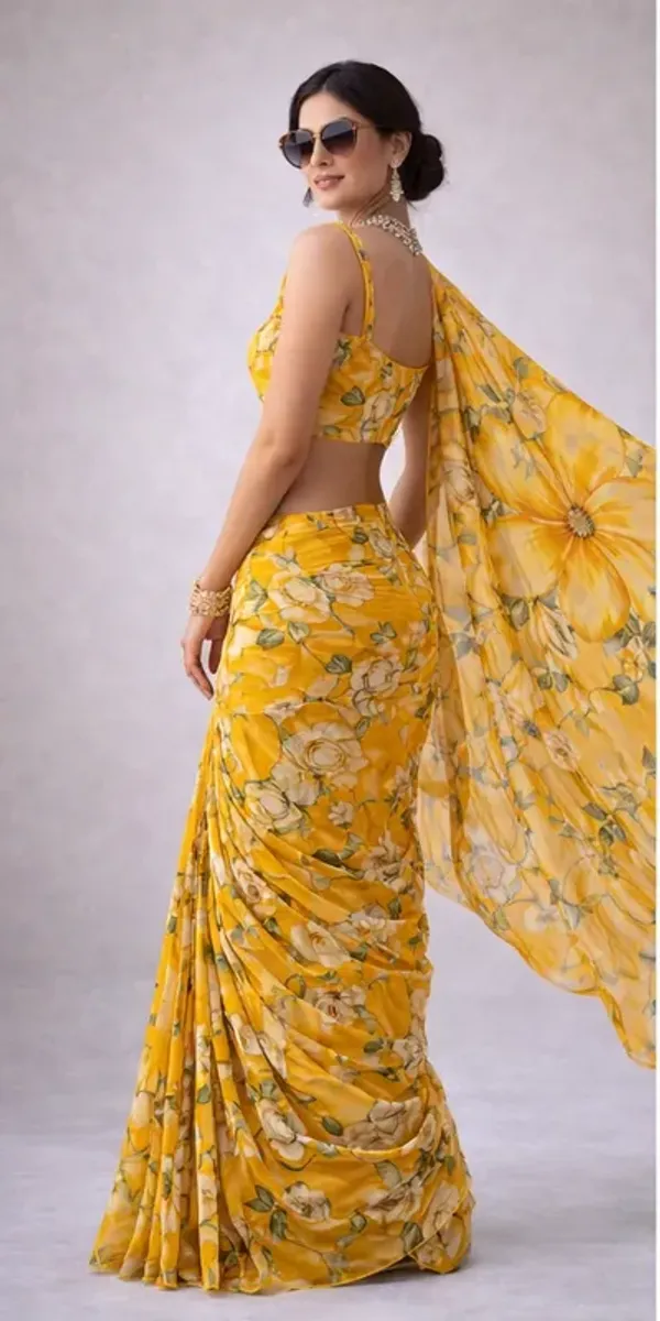 Sunflower_Yellow_Georgette_Marigold_Muse__Saree_For_Women
