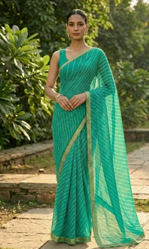 Sea_Green_Chiffon_Sea_Breeze_Lehariya_Saree_Saree_For_Women