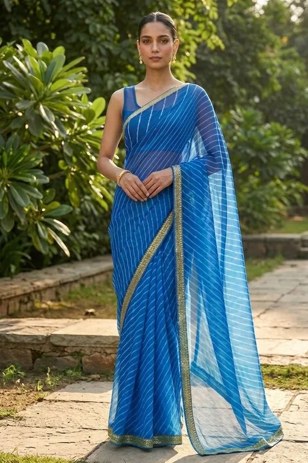 Azure_Blue_Chiffon_Neel_Dhara_Lehariya_Saree_Saree_For_Women