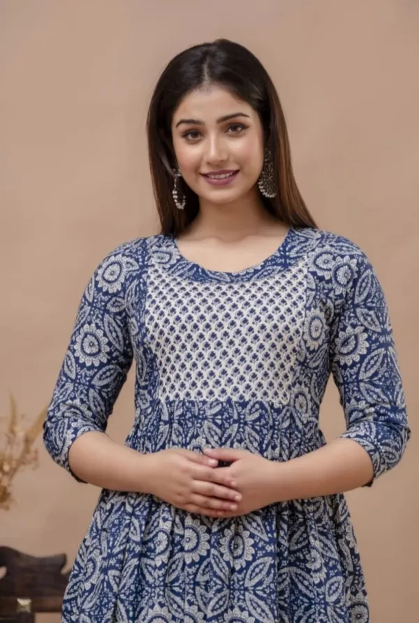 Pack_Of_2_Blue_&_Black_Rayon_Printed_Tunic_Kurti_For_Women
