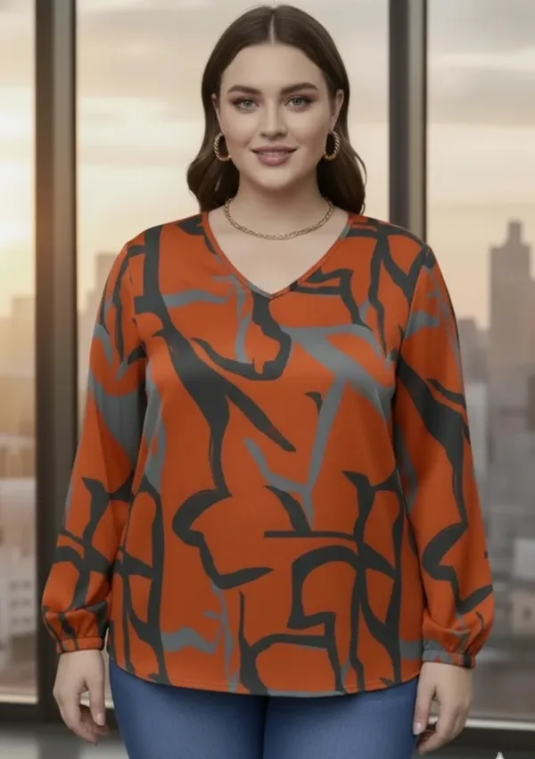 Pack_Of_2_Orange_&_Green_Rayon_Abstract_Print_Tunic_Top_For_Women