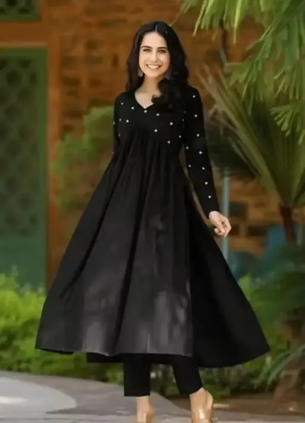 Black_Rayon_Printed_Anarkali_Kurta__For_Women