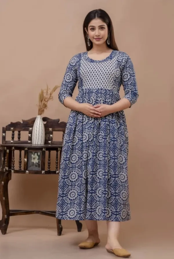Pack_Of_2_Blue_&_Black_Rayon_Printed_Tunic_Kurti_For_Women
