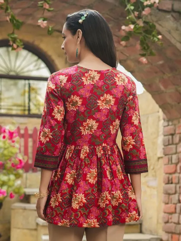 Red_Rayon_Printed_Tunic_Top_For_Women