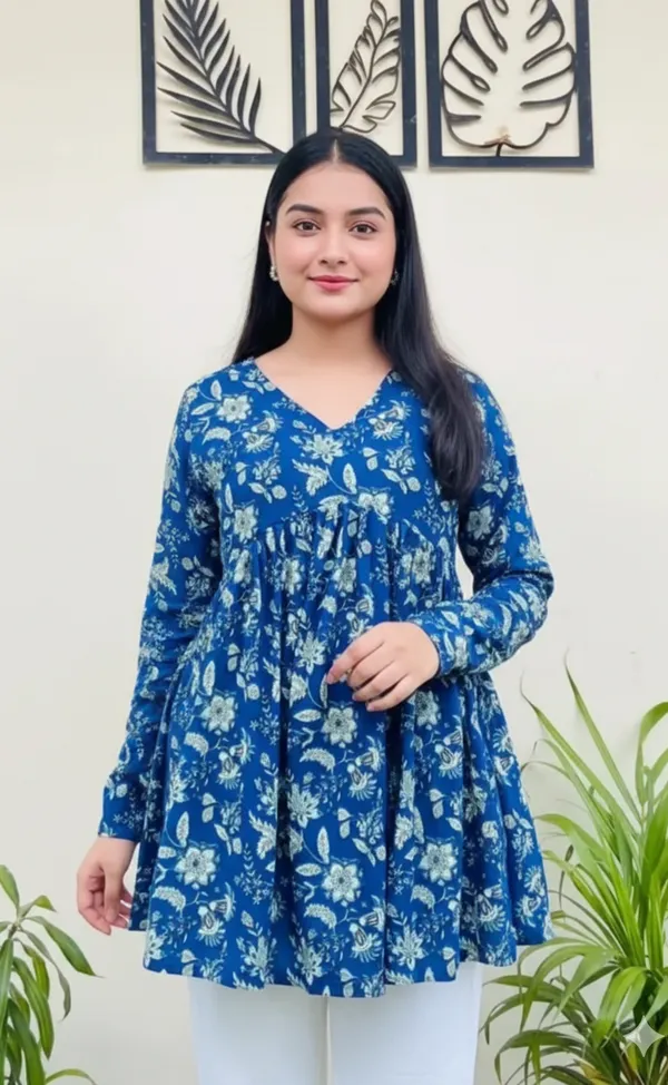 Blue_Rayon_Floral_Print_Tunic_Top_For_Women