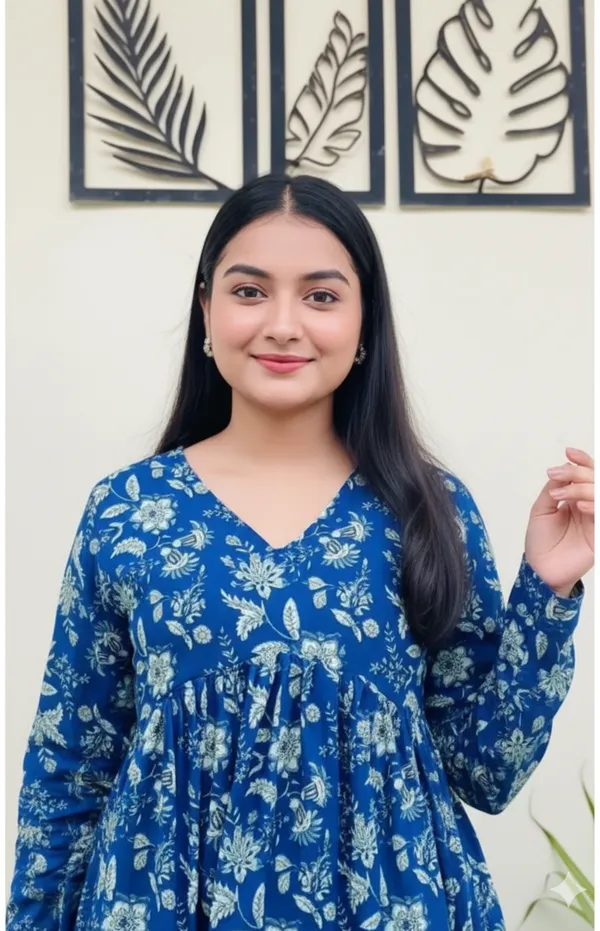 Blue_Rayon_Floral_Print_Tunic_Top_For_Women