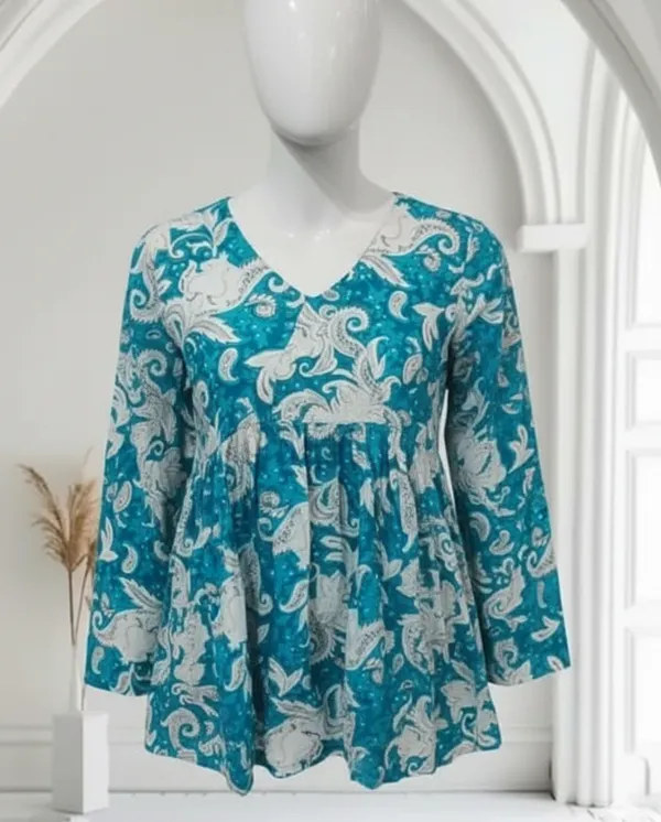 Blue_Rayon_Printed_Tunic_Top_For_Women