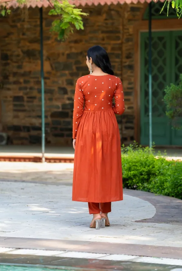 Orange_Rayon_Printed_Kurta_Set_For_Women