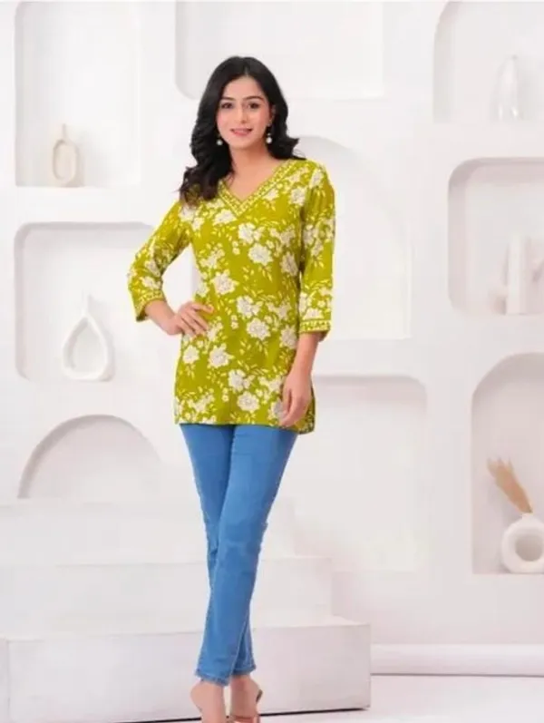 Yellow_Rayon_Printed_Tunic_Top_For_Women