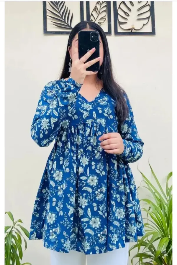 Blue_Rayon_Floral_Print_Tunic_Top_For_Women