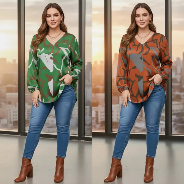 Pack_Of_2_Orange_&_Green_Rayon_Abstract_Print_Tunic_Top_For_Women_