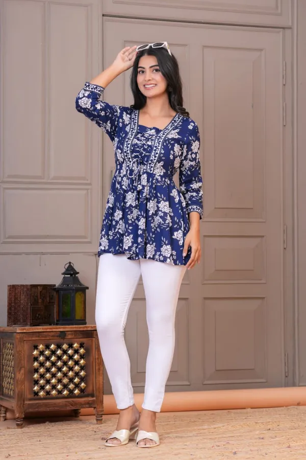 Blue_Rayon_Printed_Tunic_Top_For_Women