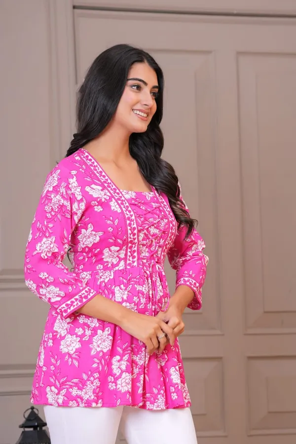 Pink_Rayon_Printed_Tunic_Top_For_Women
