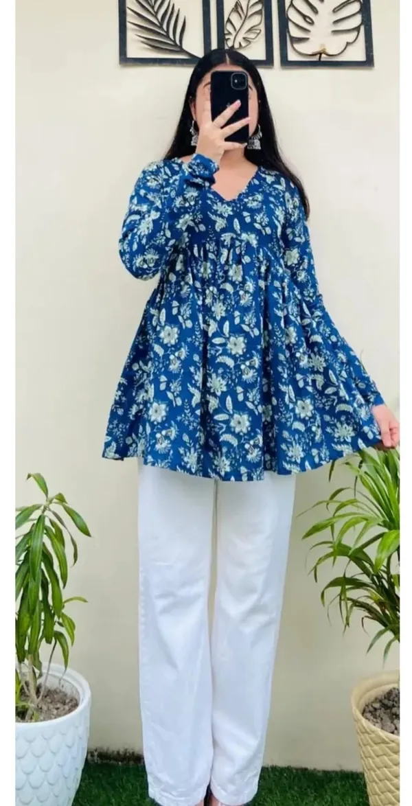 Blue_Rayon_Floral_Print_Tunic_Top_For_Women