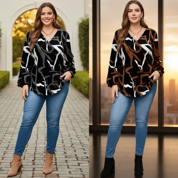 Pack_Of_2_Black_&_Brown_Rayon_Abstract_Print_Tunic_Top_For_Women_