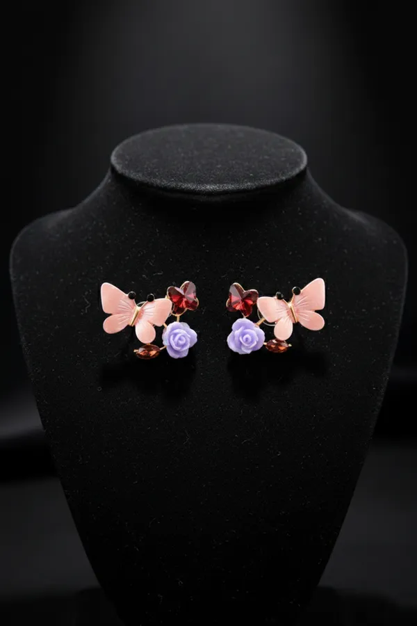 Multicolour_Floral_Butterfly_Stud_Earrings_With_Crystal_Accents_For_Women